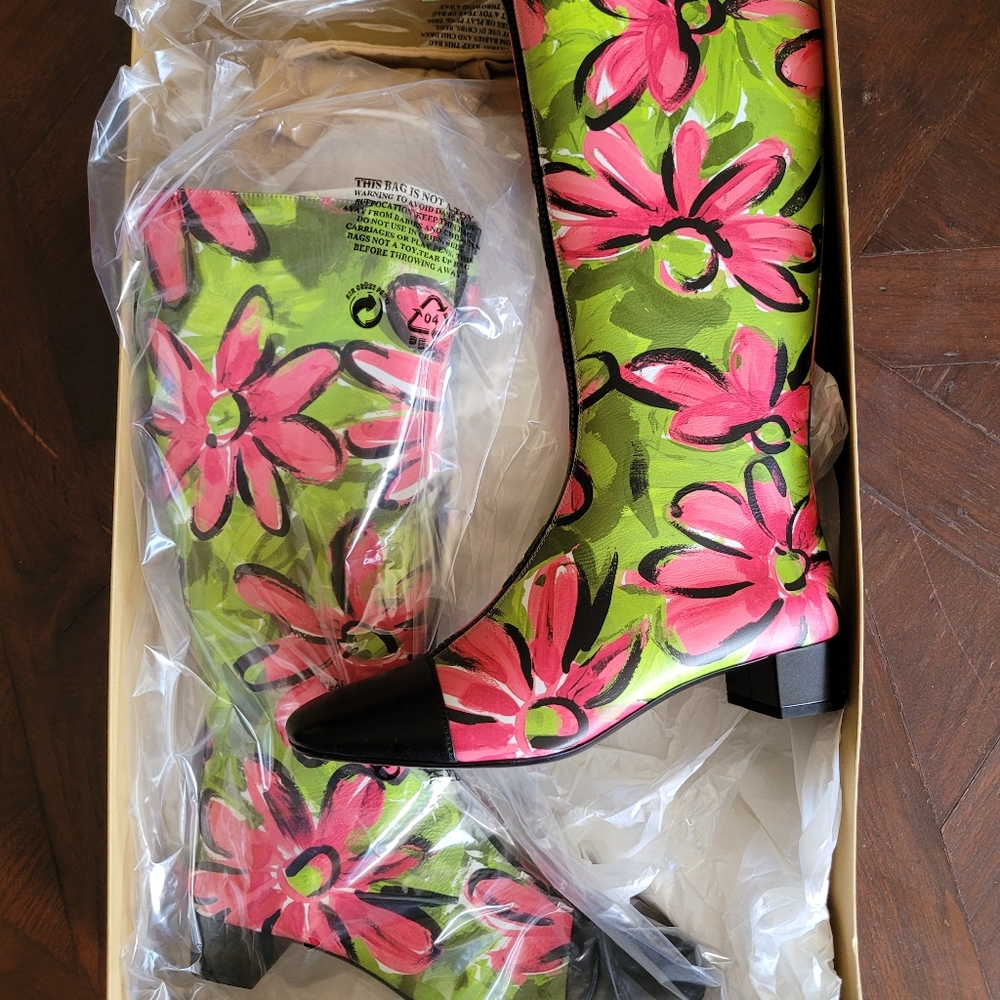 Michael Kors Collection Anita Runway Floral Print Knee Boots Made in Italy - Picture 4 of 5